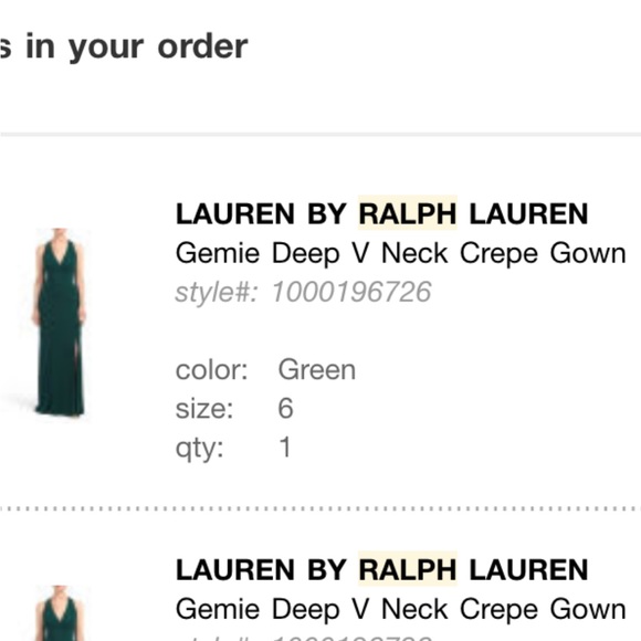 Dark green Ralph Lauren Gown with back cut out - size 6 - Picture 2 of 5